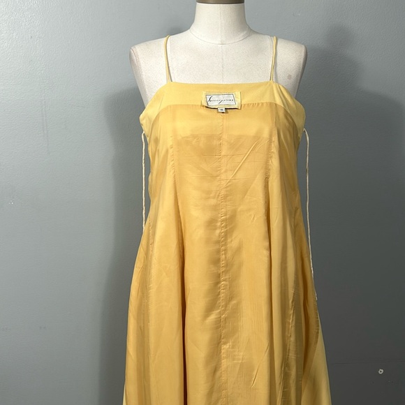 Vintage Spenser Jeremy Yellow Asymmetrical Button Front Midi Dress size 8 - Picture 9 of 11